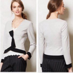 Anthropologie Elevenses Chic Feminine Bow Wool Tuxedo Blazer Size 8